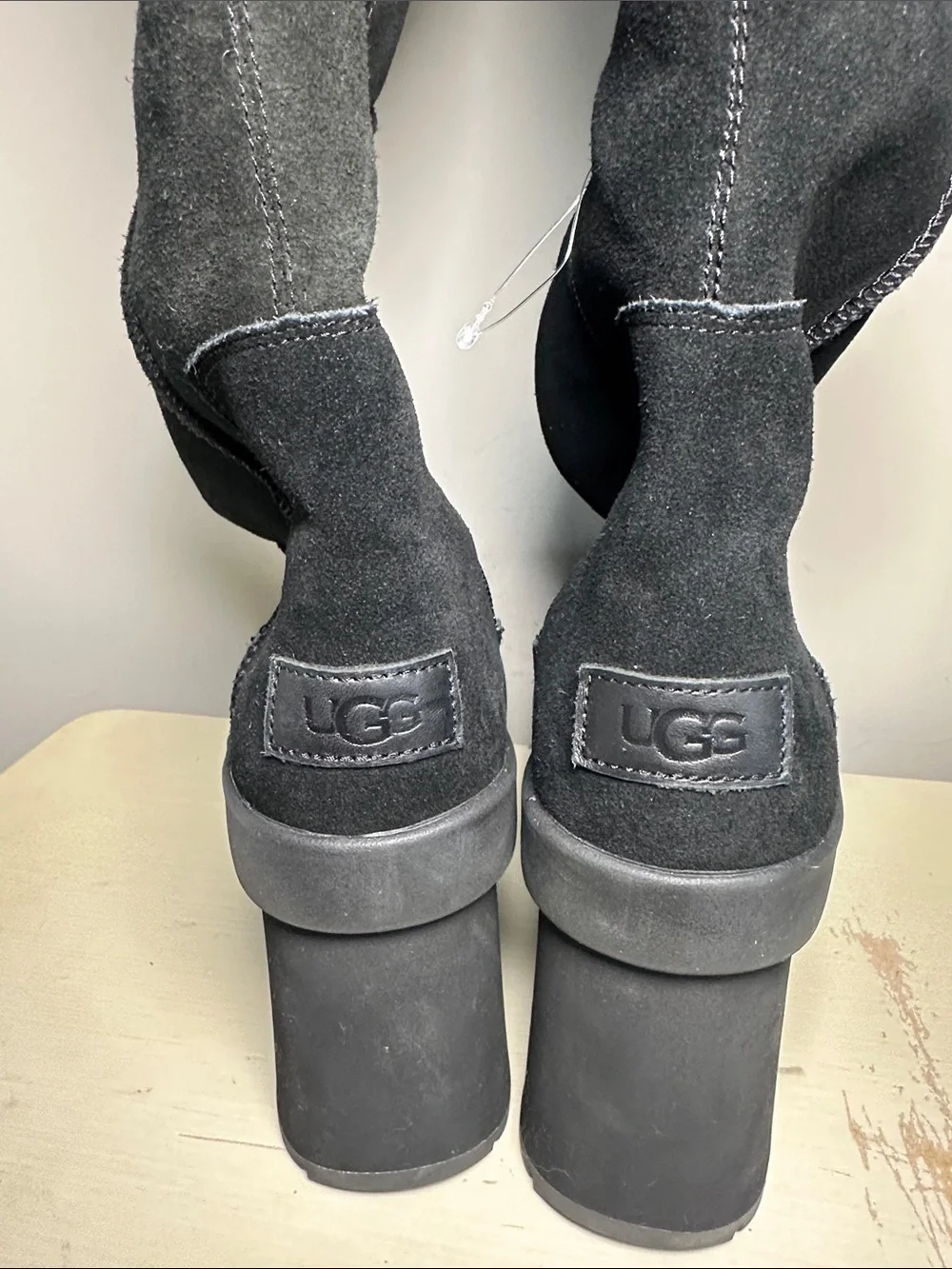 Uggs New heights Women's Black Suede over the Knee-High Platform Boots